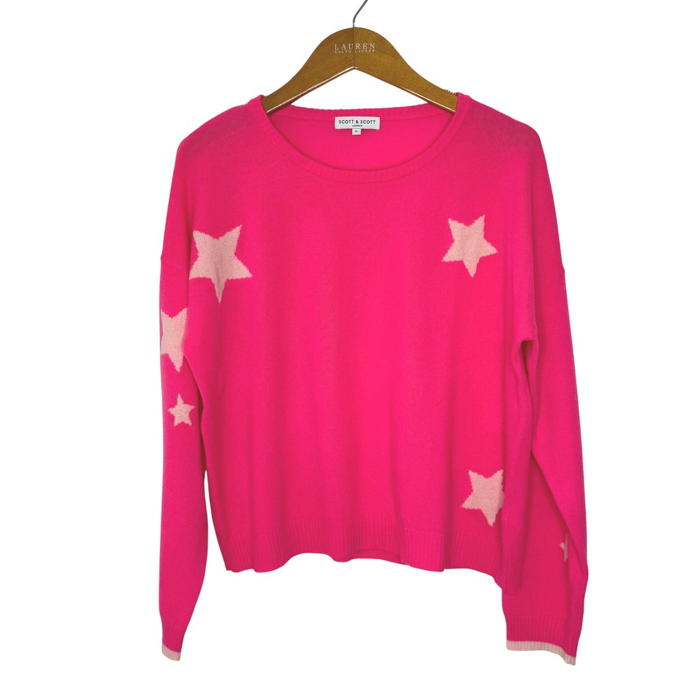Scott & Scott pink cashmere sweater with white stars